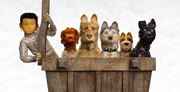 映画「犬ヶ島」5頭の犬と主人公アタリ